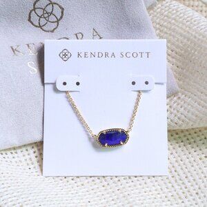 Kendra Scott Elisa Gold Necklace Cobalt Cat's Eye NEW